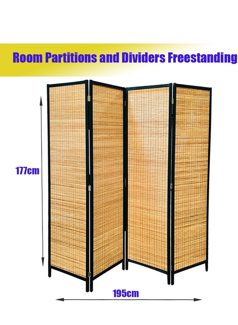 Generic 𝐅𝐅𝐃 4-Panel Privacy Screen | Lightweight & Durable Room Separator for Living Room, Bedroom, Office | Portable, No Assembly Required, Stylish Rattan Finish  - Image 2