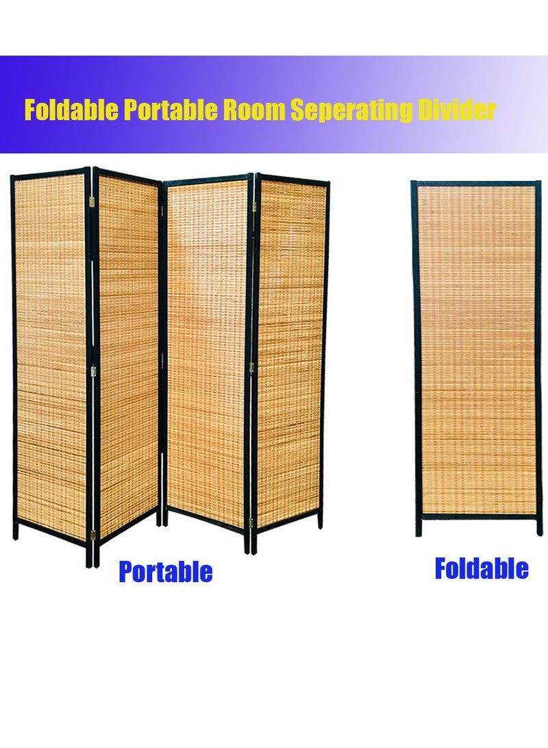 Generic 𝐅𝐅𝐃 4-Panel Privacy Screen | Lightweight & Durable Room Separator for Living Room, Bedroom, Office | Portable, No Assembly Required, Stylish Rattan Finish  - Image 3