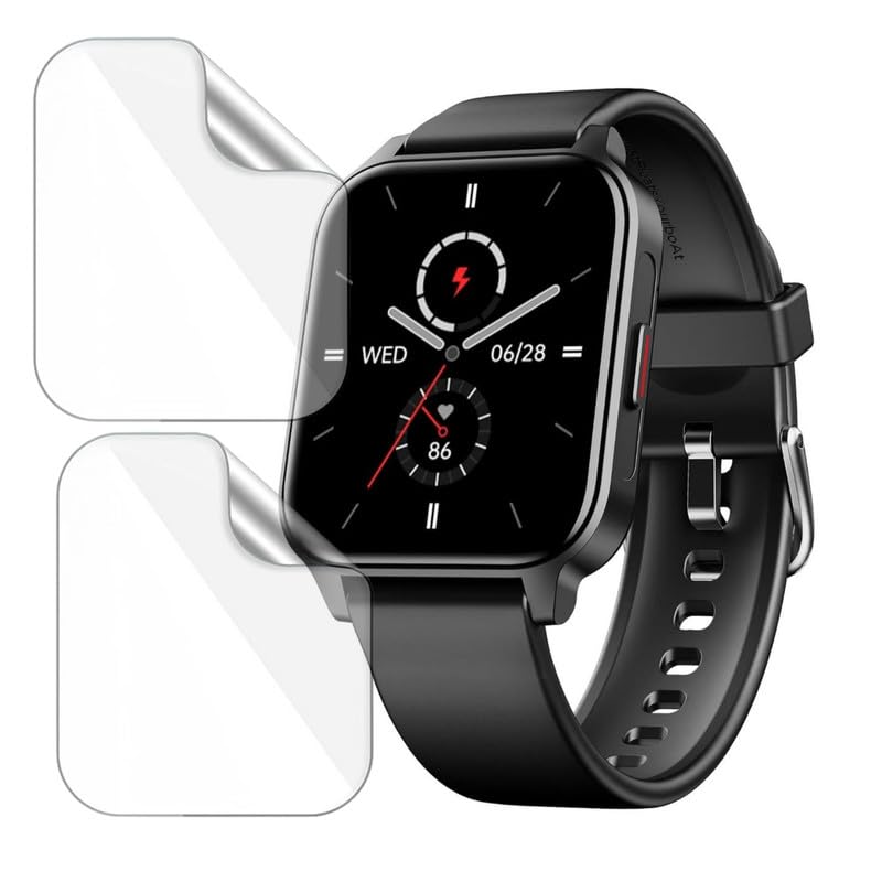 HELLOSCREEN حماية شاشة ساعة ذكية 2 عبوة لساعة boAt Wave Call 2 Plus |1.96 بوصة| | فيلم TPU مرن، مقاوم للخدش 9H، تركيب خالي من الفقاعات - ليس زجاج مقسى - Image 1