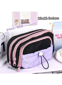 High Aesthetic Multi-layer Large Capacity Pencil Bag For Junior Primary School Students Creative Japanese Style Stationery Box Kulo Purple