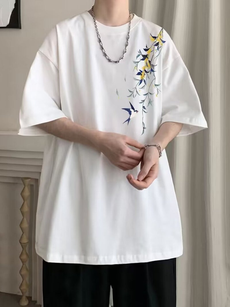 Arrival High Quality Light Luxury Printed Pure Cotton Short-Sleeved T-Shirt Men'S Casual All-Match Summer Instagram Popular Brand Half-Sleeved - Image 2