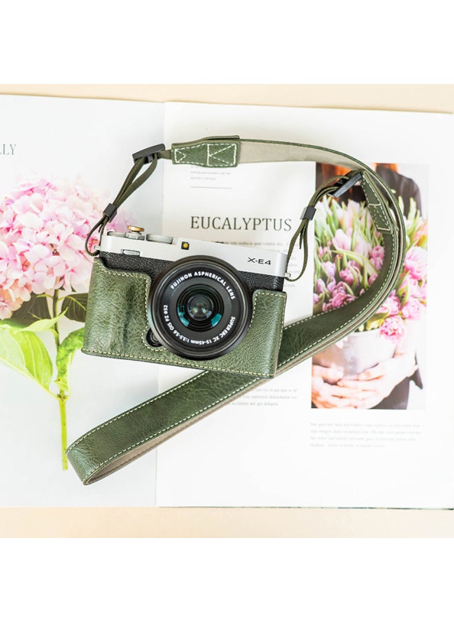 Generic Fujifilm XE4 Protective CaSe XT4 Camera Bag XT30 Second Generation Leather CaSe XH2S BaSe Bag XT20x100VI AcceSSorieS-Color:Xt4 Green Protective Case + Green Pu Shoulder Strap  - Image 2