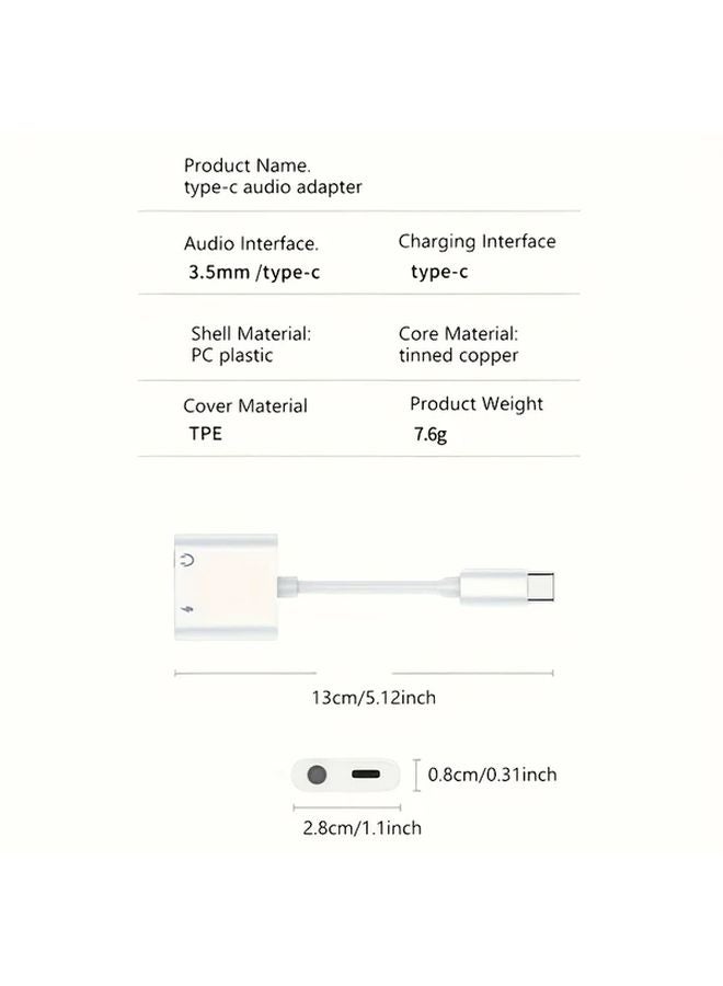 USB C to Dual Type C Audio Adapter 3 5mm Jack Charging Cable for iPhone 16 15 Samsung Xiaomi Huawei - Image 3