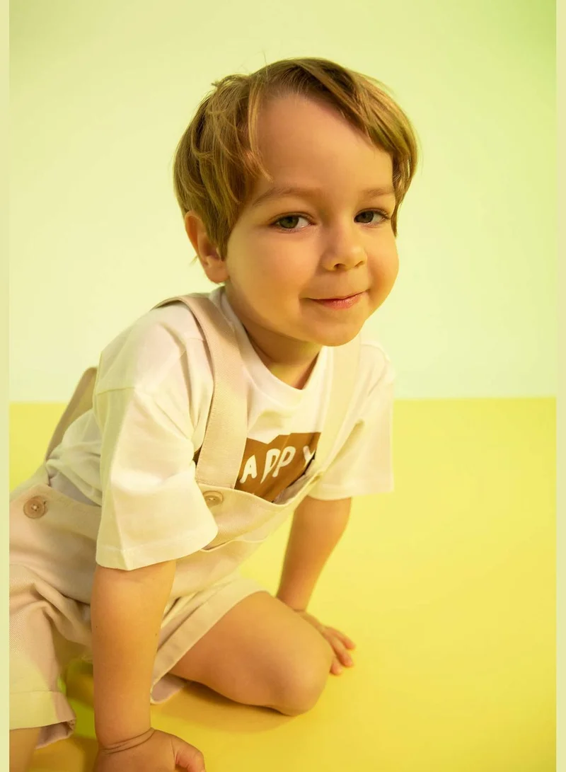 DeFacto Regular Fit Short Sleeve T-Shirt & Dungarees Set