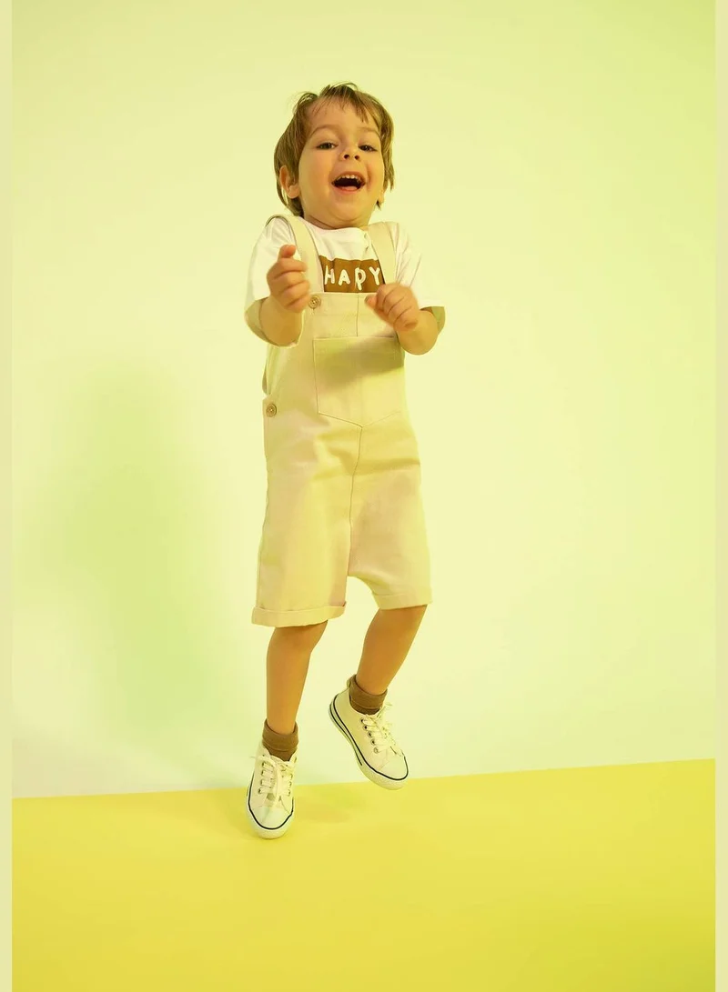 DeFacto Regular Fit Short Sleeve T-Shirt & Dungarees Set