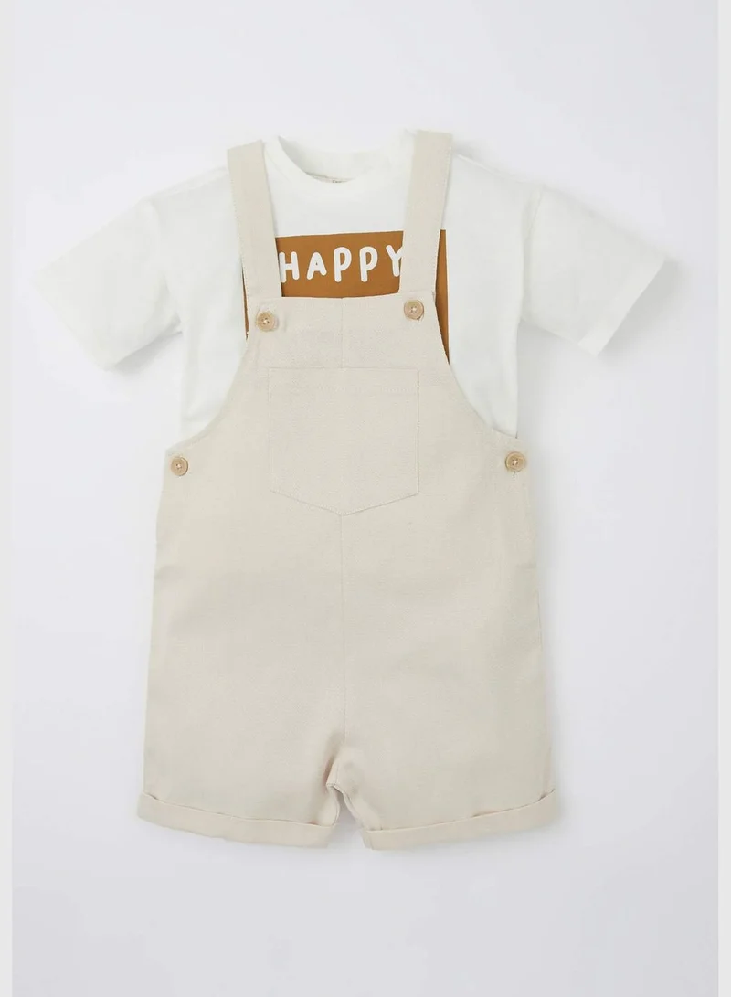 DeFacto Regular Fit Short Sleeve T-Shirt & Dungarees Set