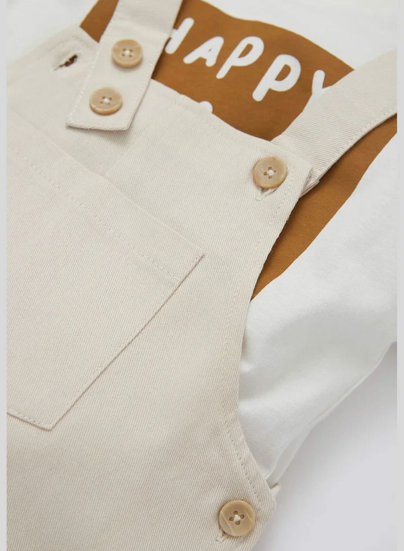 DeFacto Regular Fit Short Sleeve T-Shirt & Dungarees Set