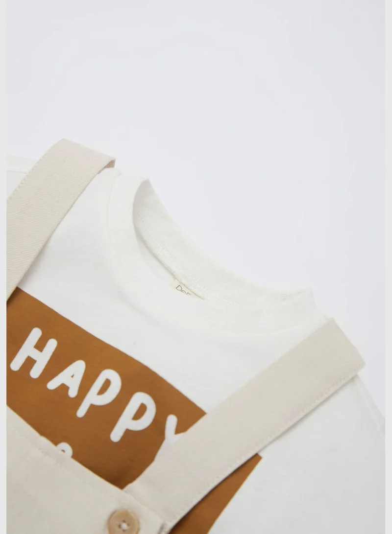 DeFacto Regular Fit Short Sleeve T-Shirt & Dungarees Set