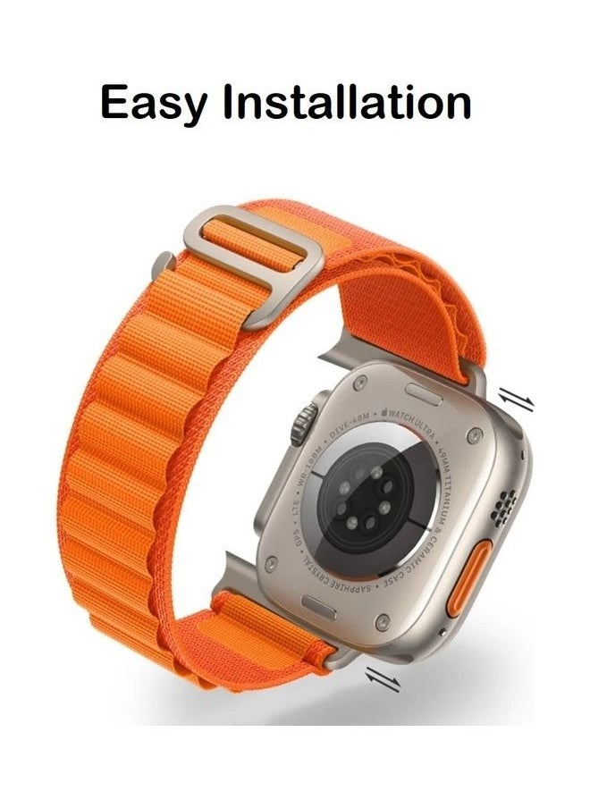 Generic - 2Pack for Apple Watch Alpine Loop Band 49mm/45mm/44mm Nylon Woven Sport Strap Compatible with iWatch Series 8/Ultra/7/SE/6/5/4/3/2/6 White/Orange - Image 1