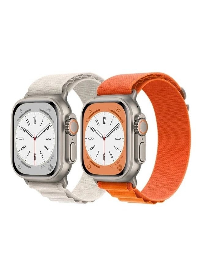 Generic - 2Pack for Apple Watch Alpine Loop Band 49mm/45mm/44mm Nylon Woven Sport Strap Compatible with iWatch Series 8/Ultra/7/SE/6/5/4/3/2/6 White/Orange - Image 1