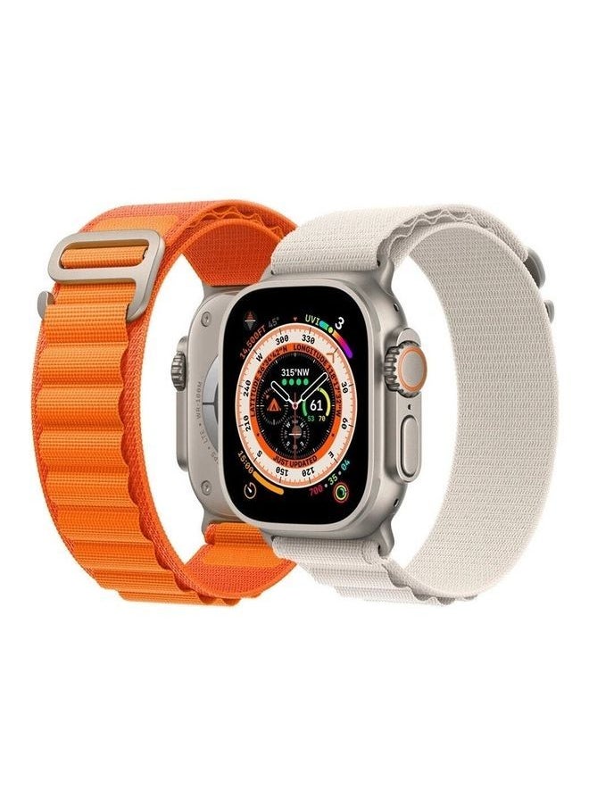 Generic - 2Pack for Apple Watch Alpine Loop Band 49mm/45mm/44mm Nylon Woven Sport Strap Compatible with iWatch Series 8/Ultra/7/SE/6/5/4/3/2/6 White/Orange - Image 1