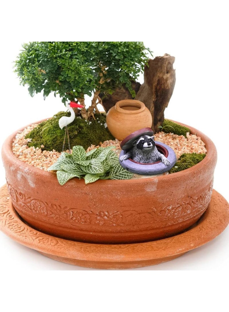 SYOSI Raccoon Garden Statue, Resin Animal Ornament, Miniature Simulation Sculpture, Lifelike Yard Patio Decor for Fairy Garden, Flower Pot, Micro Landscape Accessories, Outdoor Decoration Figurine (Purple) - Image 3