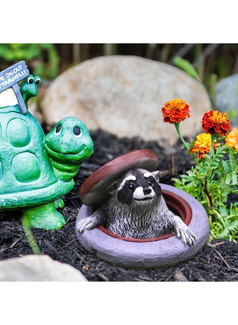SYOSI Raccoon Garden Statue, Resin Animal Ornament, Miniature Simulation Sculpture, Lifelike Yard Patio Decor for Fairy Garden, Flower Pot, Micro Landscape Accessories, Outdoor Decoration Figurine (Purple) - Image 4