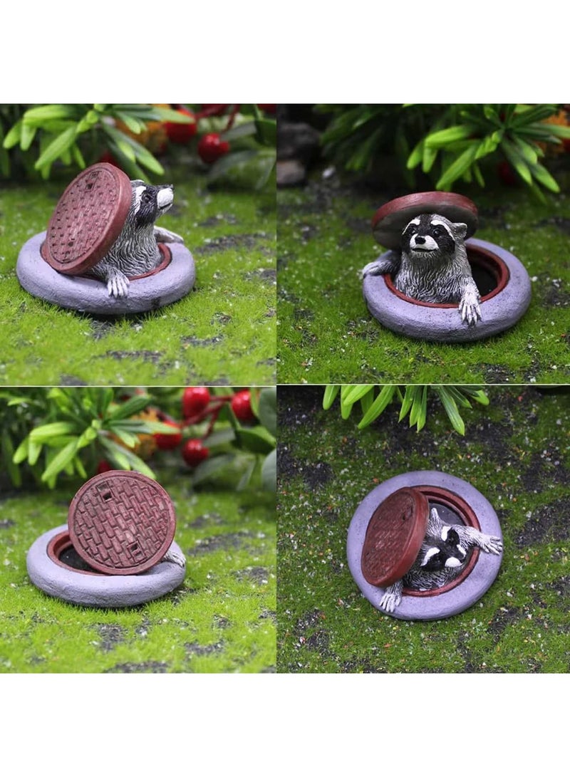 SYOSI Raccoon Garden Statue, Resin Animal Ornament, Miniature Simulation Sculpture, Lifelike Yard Patio Decor for Fairy Garden, Flower Pot, Micro Landscape Accessories, Outdoor Decoration Figurine (Purple) - Image 2