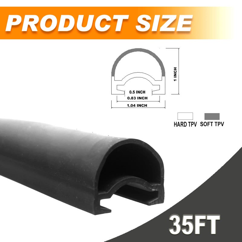 Wankic RV Slide Out Seal 1 * 15/16 Inch * 35' D-Seal Wiper Weather Stripping 018-312-EKD Replacement for RV Camper Slideout System Black Rubber - Image 3