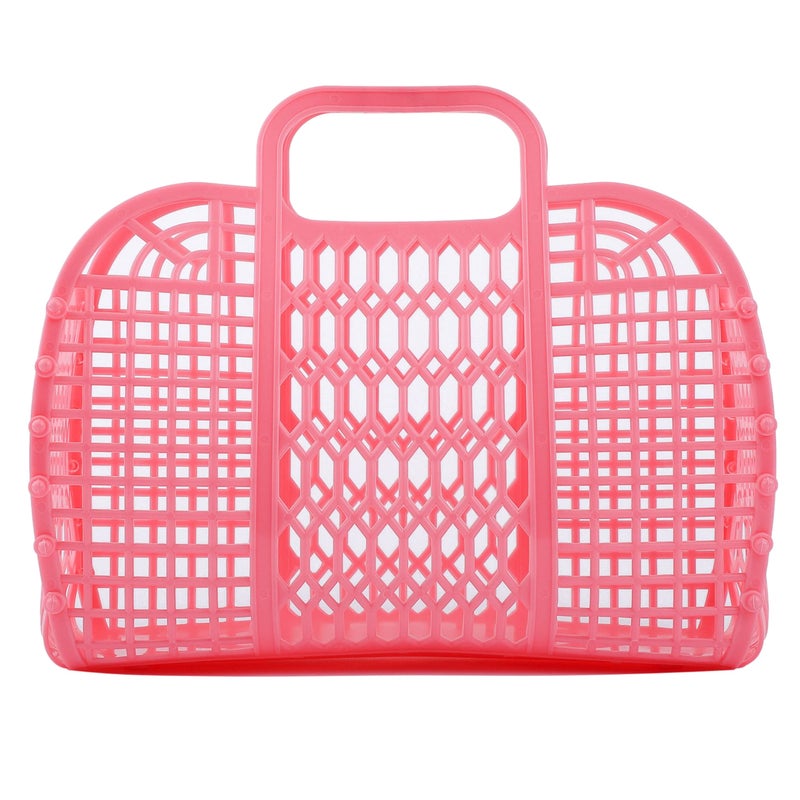 BABANA BABANA Jelly Beach Bags - Reusable Gift Basket - Girls   Toddler  Kids Retro Purse - Halloween  Bridal Shower  Easter (Small) - Rose Pink  - Image 1