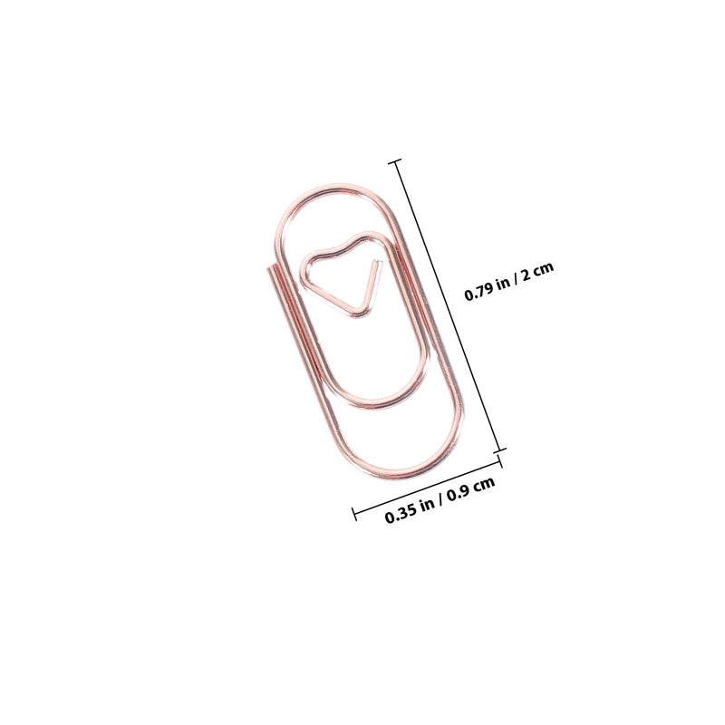 Rose Gold Heart Shaped Mini Metal Paper Clips 20mm 150pcs Office School Supplies - Image 3