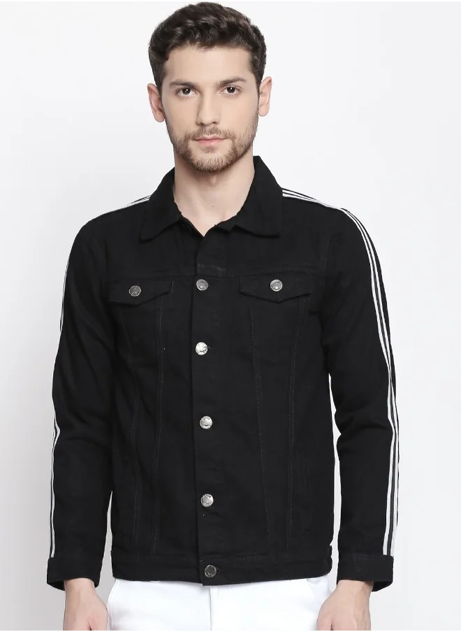 HIGH STAR Men Black Solid Denim Jacket