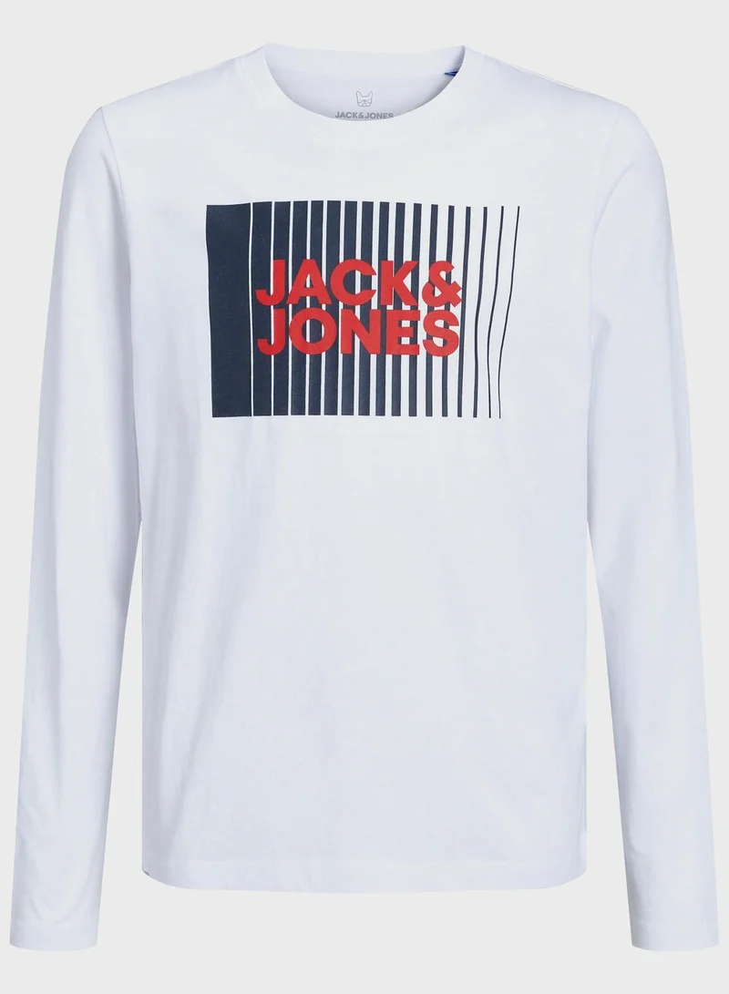 جاك وجونز جونيور تيشيرت يوث بشعار ورقبة دائرية