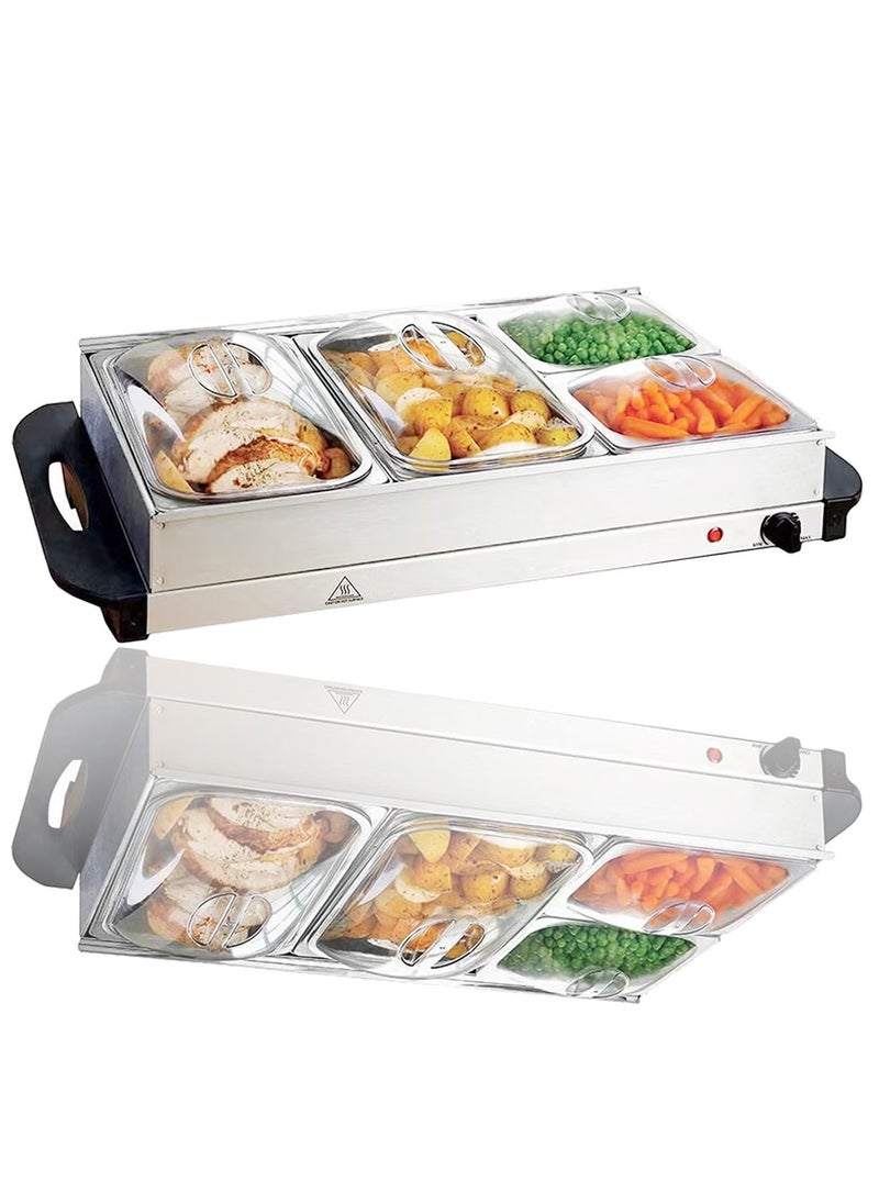 HEROCKX Electric Food Warmers ,4 Section Buffet Warmer Adjustable Heat,Easy Clean Stainless Steel, Portable & Great for Parties Holiday & Events  - Image 1