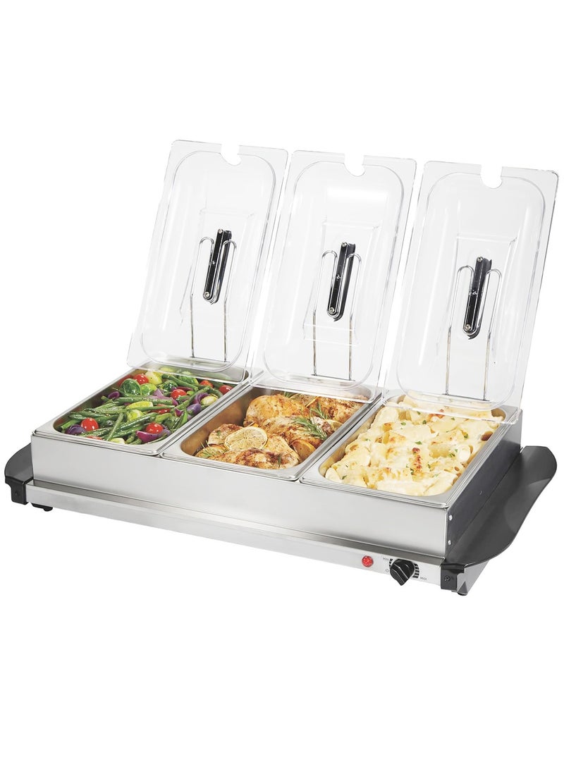 HEROCKX Electric Food Warmers ,4 Section Buffet Warmer Adjustable Heat,Easy Clean Stainless Steel, Portable & Great for Parties Holiday & Events  - Image 1