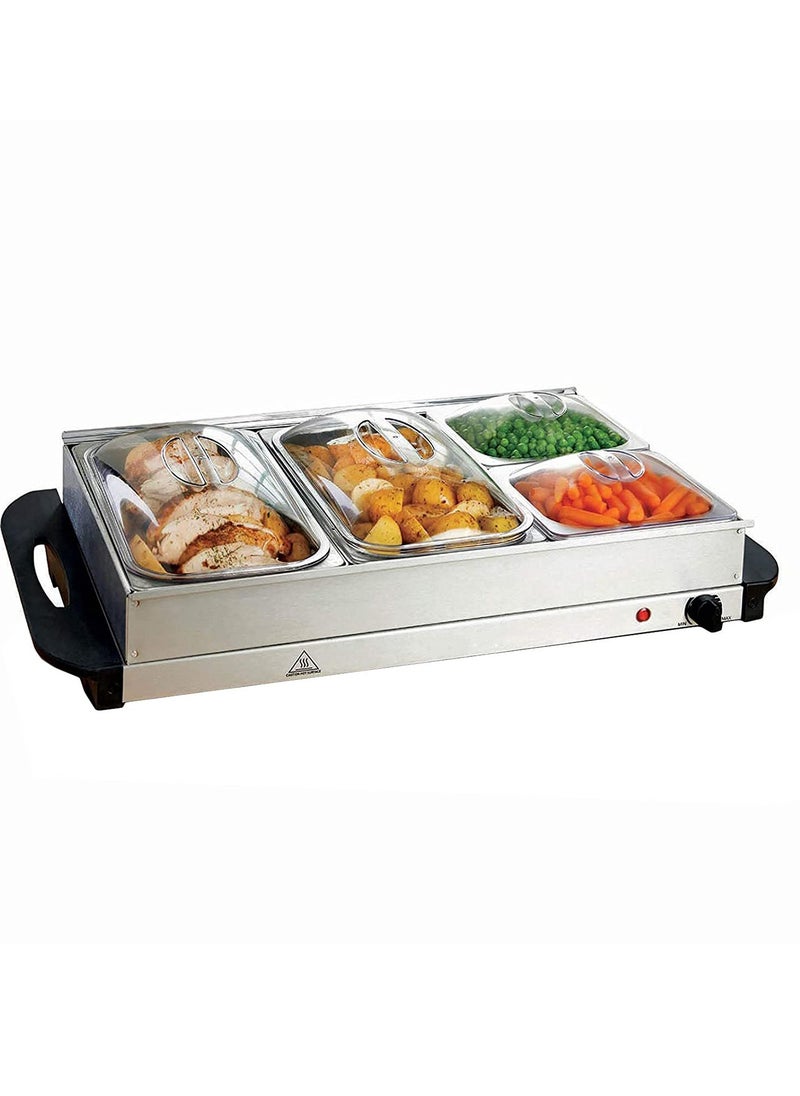 HEROCKX Electric Food Warmers ,4 Section Buffet Warmer Adjustable Heat,Easy Clean Stainless Steel, Portable & Great for Parties Holiday & Events  - Image 1