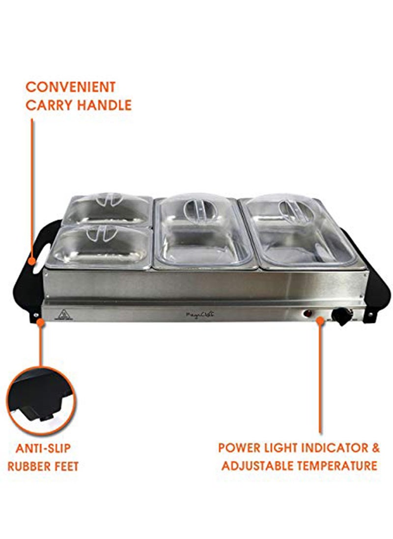 HEROCKX Electric Food Warmers ,4 Section Buffet Warmer Adjustable Heat,Easy Clean Stainless Steel, Portable & Great for Parties Holiday & Events  - Image 4