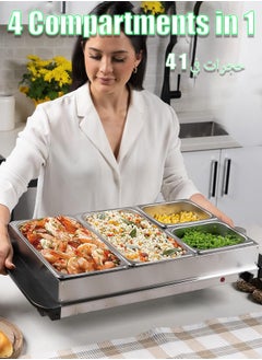 HEROCKX Electric Food Warmers ,4 Section Buffet Warmer Adjustable Heat,Easy Clean Stainless Steel, Portable & Great for Parties Holiday & Events  - Image 5