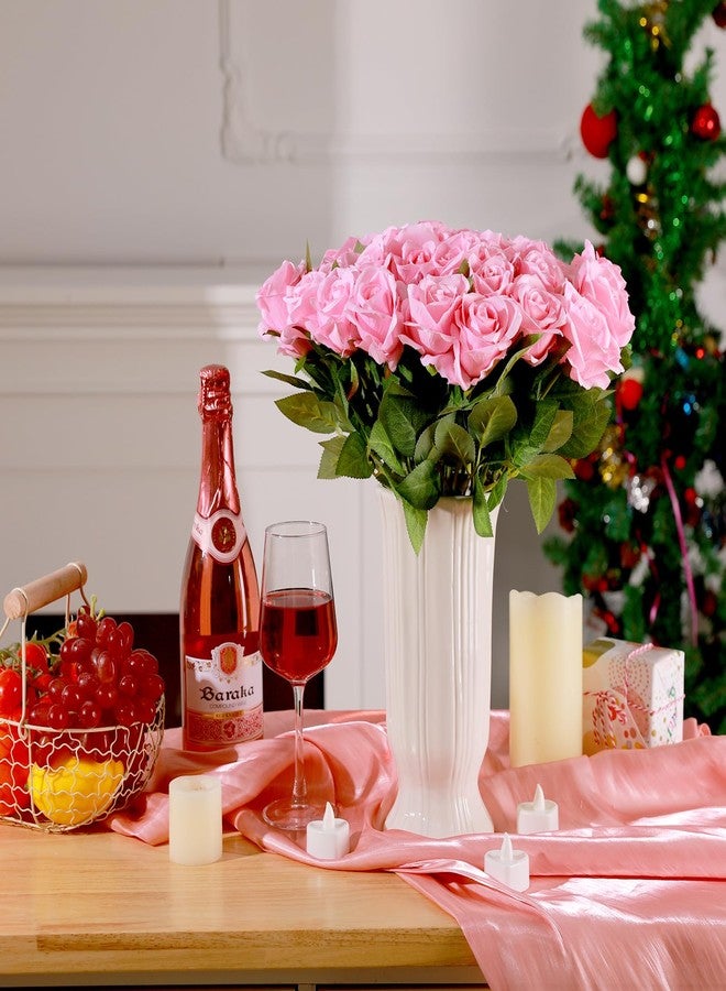 Hoemwarm 36 Pcs Silk Rose Bouquet Bridal Artificial Flowers,Fake Rose Long Stem Realistic Artificial Flowers Bulk for Wedding Bouquet Ball Arrangement Centerpiece Party Decor(Pink) - Image 5
