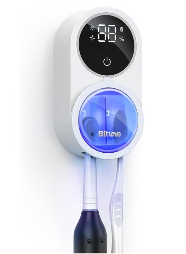 Bitvae Toothbrush Cleaner, UV-C Cleaning and Air Drying, LED Smart Screen, Rechargeable Wall Mount Toothbrush Holder - Image 1