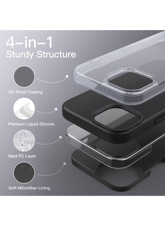 Jetech Silicone Case for iPhone 13 6.1-Inch, Silky-Soft Touch Full-Body Protective Phone Case, Shockproof Cover with Microfiber Lining (Black) - Image 3