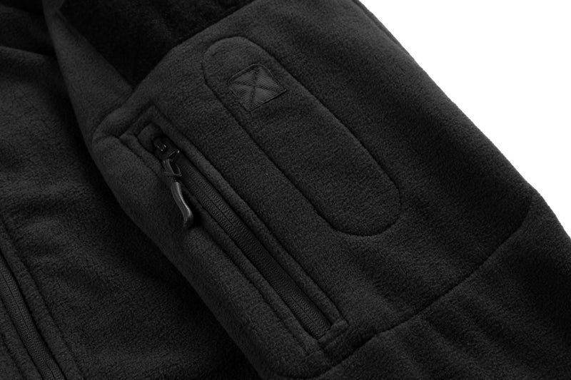 CRYSULLY معطف رياضي دافئ بسحاب للرجال من كريسولي - بطانة فليس - جاكيت للتنزه والتزلج والسفر - أسود - Image 4