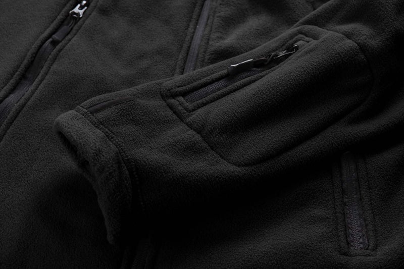 CRYSULLY معطف رياضي دافئ بسحاب للرجال من كريسولي - بطانة فليس - جاكيت للتنزه والتزلج والسفر - أسود - Image 5