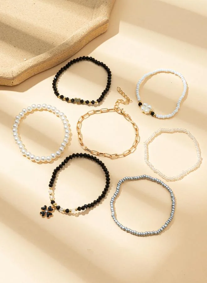 تايك تو مجموعة من 7 أساور يد مزينة بالخرز