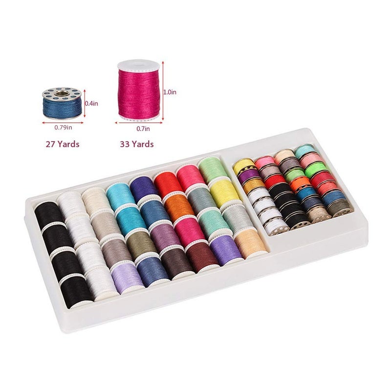 NEX 60 Pcs Bobbins Sewing Thread Kit, Polyester Mini Bobbins and Thread Spools for Hand & Machine Sewing - Image 3