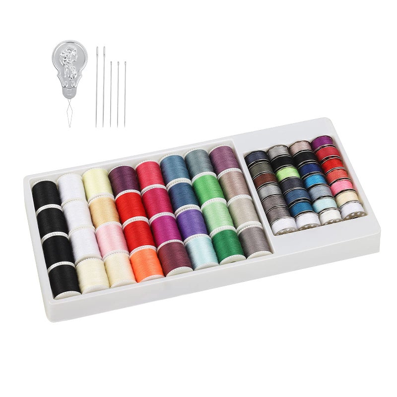 NEX 60 Pcs Bobbins Sewing Thread Kit, Polyester Mini Bobbins and Thread Spools for Hand & Machine Sewing - Image 1