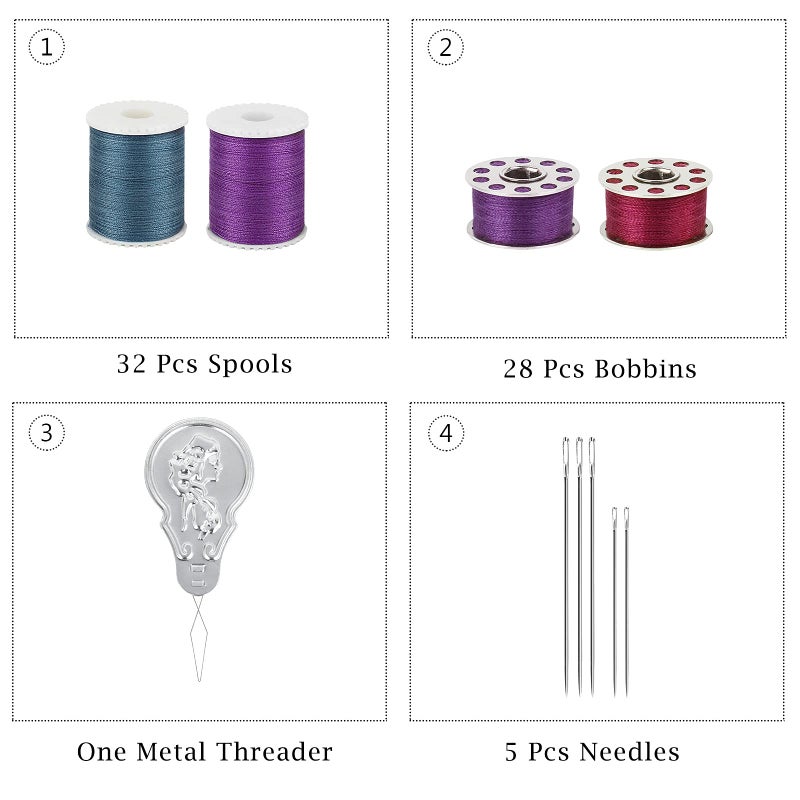 NEX 60 Pcs Bobbins Sewing Thread Kit, Polyester Mini Bobbins and Thread Spools for Hand & Machine Sewing - Image 4