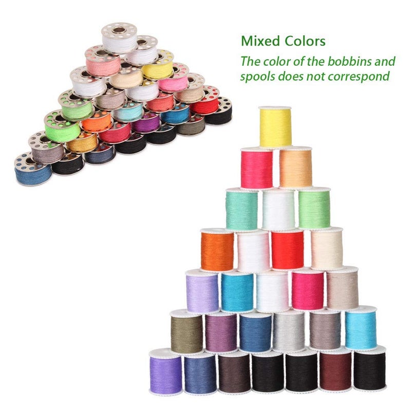 NEX 60 Pcs Bobbins Sewing Thread Kit, Polyester Mini Bobbins and Thread Spools for Hand & Machine Sewing - Image 5