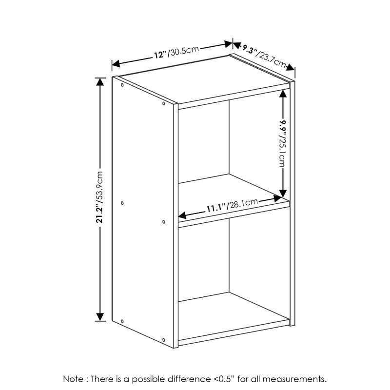 2-Tier Cube Bookcase, Small Storage and Book Organizer, Compact Two-Cube Shelf in White Finish, Perfect for Desktop or Floor Use in any Room or Office Setting - Image 3
