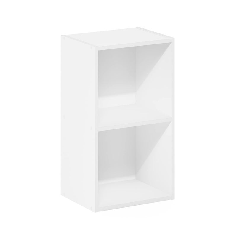 2-Tier Cube Bookcase, Small Storage and Book Organizer, Compact Two-Cube Shelf in White Finish, Perfect for Desktop or Floor Use in any Room or Office Setting - Image 5
