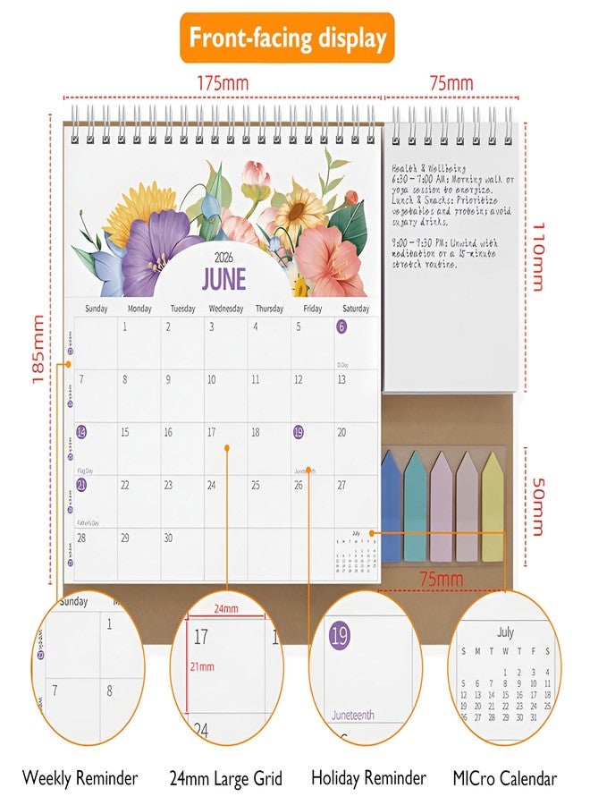 waremew 2026 Desk Calendar,12 Month Desk Calendar,17" x 12",January 2026-December 2026,Highlight Holidays,To-do List,Thick Paper Planning Calendar for Home or Office (2026 Calendar) - Image 2