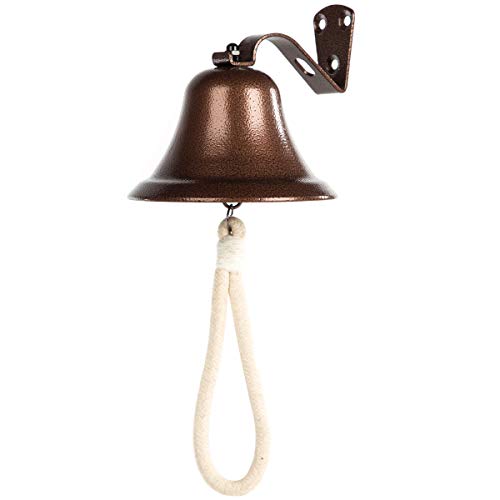 WMM Hanging Bell Dinner Bell Outdoor Bell Bracket Mount Wall Bell Indoor Rope Bell Ship/Boat/Nautical/Door/School/Reception/Home/Church Bell(Copper) - Image 1