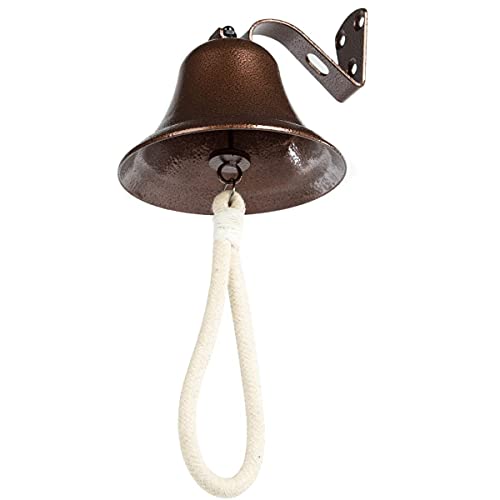 WMM Hanging Bell Dinner Bell Outdoor Bell Bracket Mount Wall Bell Indoor Rope Bell Ship/Boat/Nautical/Door/School/Reception/Home/Church Bell(Copper) - Image 3