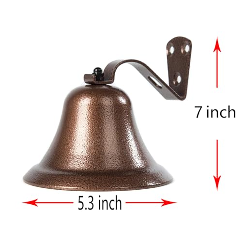 WMM Hanging Bell Dinner Bell Outdoor Bell Bracket Mount Wall Bell Indoor Rope Bell Ship/Boat/Nautical/Door/School/Reception/Home/Church Bell(Copper) - Image 2