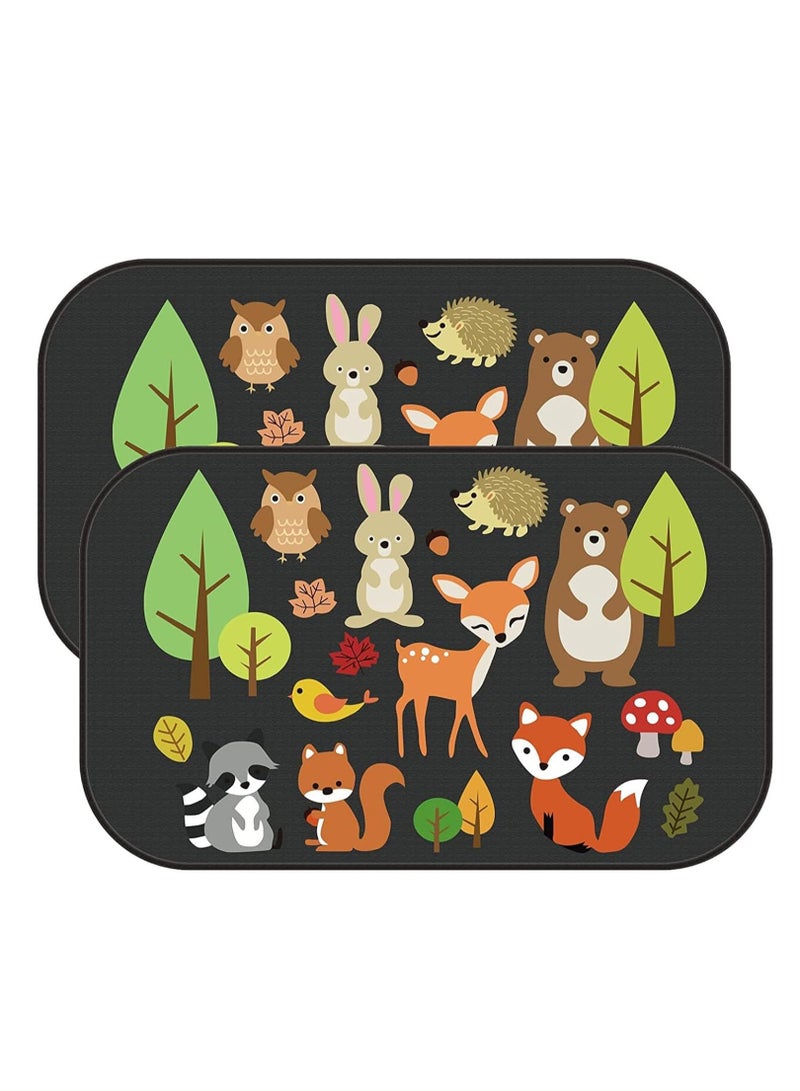 2 Pack Car Side Window Sun Shade, Cute Foldable Car Sun Shade with Cute Animals Patterns, Automotive Window Sunshade Provide Glare, Sun and UV Protection for Baby Kids - Image 1