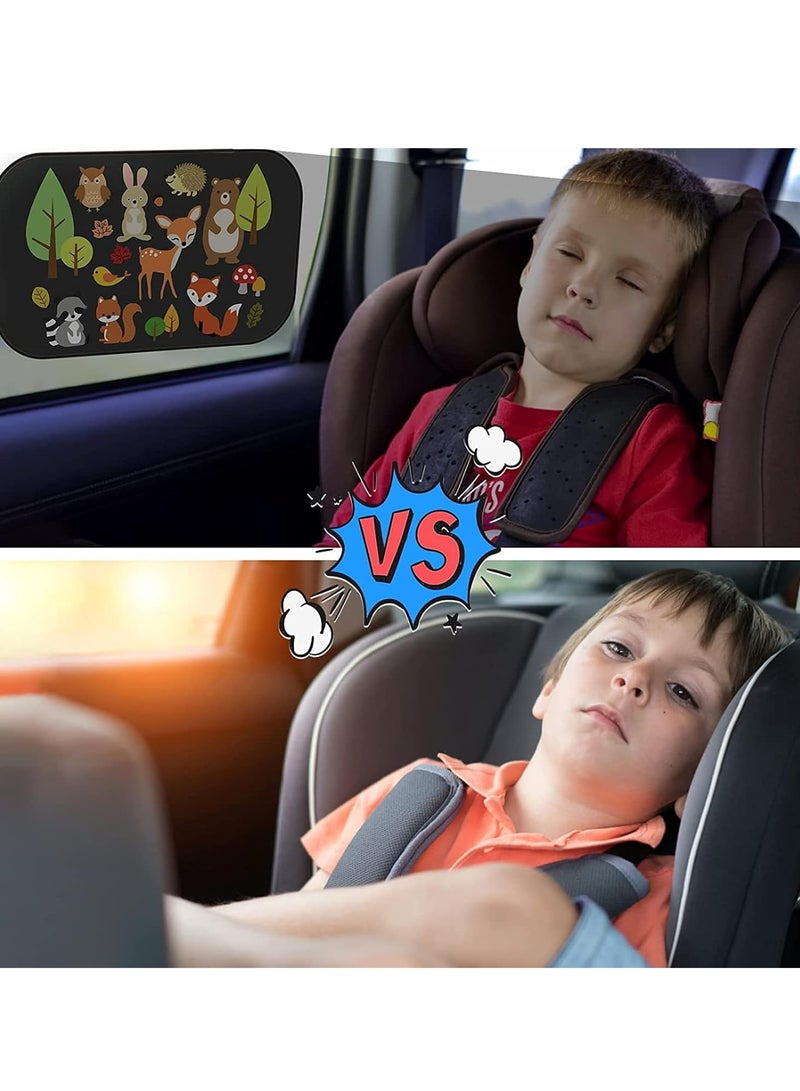 2 Pack Car Side Window Sun Shade, Cute Foldable Car Sun Shade with Cute Animals Patterns, Automotive Window Sunshade Provide Glare, Sun and UV Protection for Baby Kids - Image 3