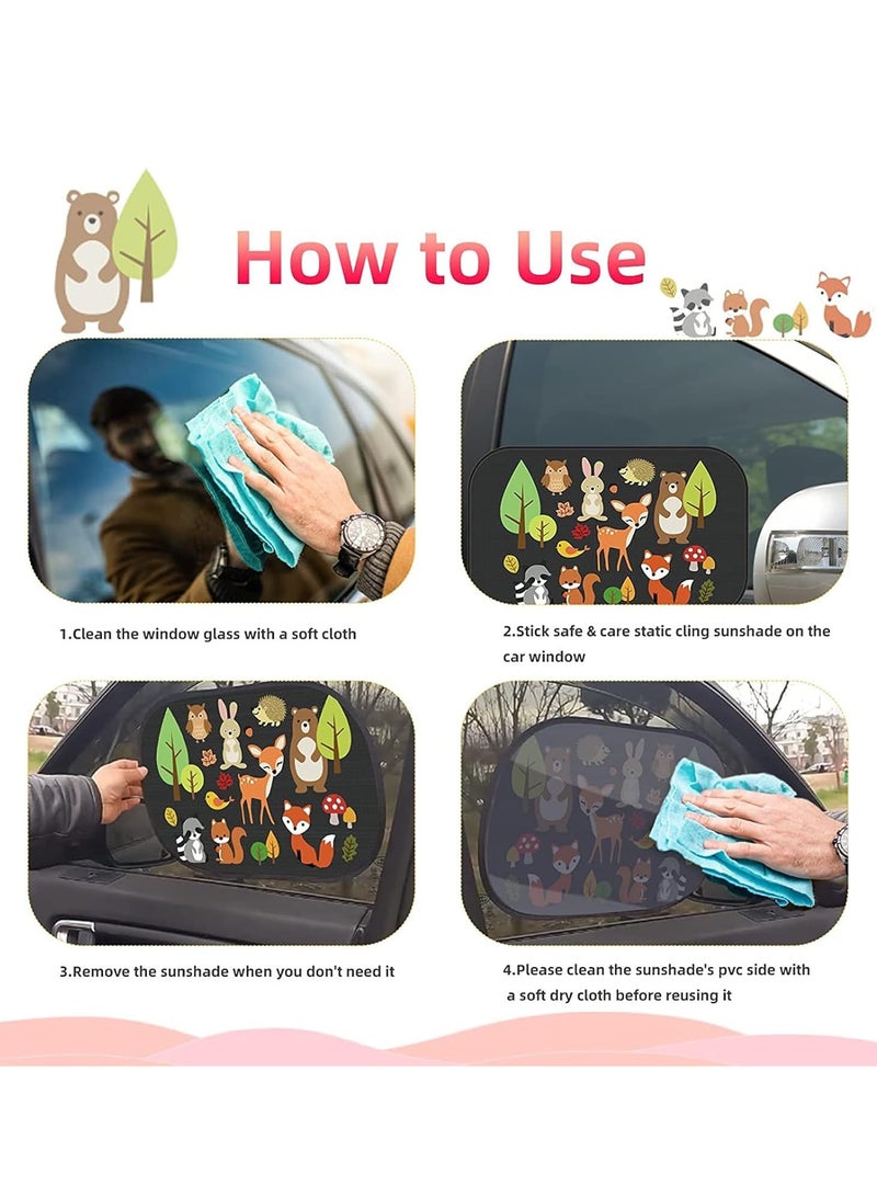 2 Pack Car Side Window Sun Shade, Cute Foldable Car Sun Shade with Cute Animals Patterns, Automotive Window Sunshade Provide Glare, Sun and UV Protection for Baby Kids - Image 4