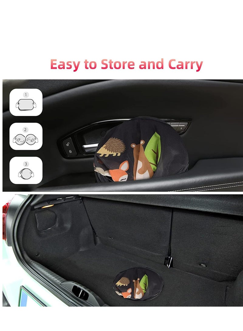 2 Pack Car Side Window Sun Shade, Cute Foldable Car Sun Shade with Cute Animals Patterns, Automotive Window Sunshade Provide Glare, Sun and UV Protection for Baby Kids - Image 5