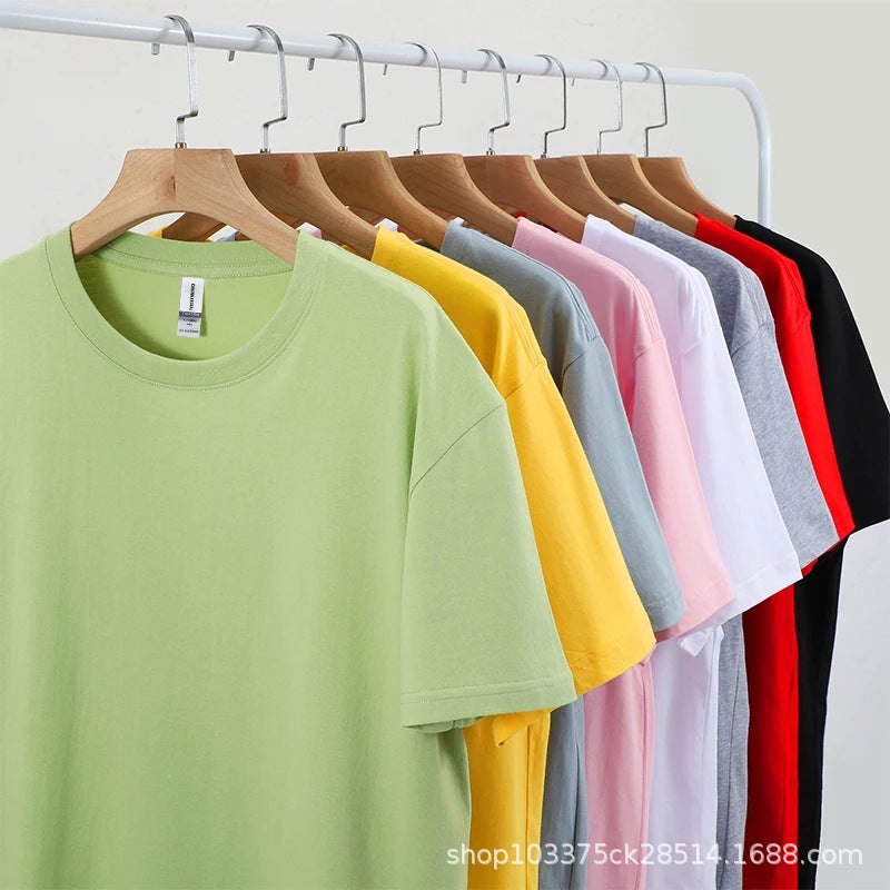 Caribbean 79000-180G Pure Cotton Round Neck Short-Sleeved T-Shirt Trendy Loose And Printable - Image 2