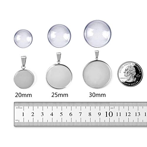 DROLE 40Pcs 30mm Stainless Steel Bezels and Cabochons - 20Pcs 30mm Cabochon Pendant Trays with Necklace Clasp and 20Pcs 30mm Rond Glass Cabochons for Cameo Jewelry - Image 5
